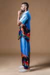Buy_KHUSHBOO HARAN BORKAR_Blue Cupro Satin Printed Scenic Shirt And Pant Co-ord Set _Online_at_Aza_Fashions