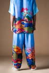 KHUSHBOO HARAN BORKAR_Blue Cupro Satin Printed Scenic Shirt And Pant Co-ord Set _at_Aza_Fashions