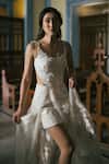 Mishru_Ivory Skirt Tulle Embroidery Floral Scoop Neck Kinsley Bunch Top With _Online_at_Aza_Fashions