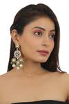Buy_Riana Jewellery_Blue Metallic Thread, Pearls, Beads Meenakari Work Earrings _at_Aza_Fashions