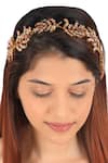 Riana Jewellery_Pink Pearls, Beads, Stones Leaf Carved Hairband _Online_at_Aza_Fashions