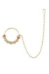 Shop_Riana Jewellery_Pink Pearls, Stones, Beads Embellished Nath _at_Aza_Fashions