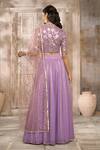 Rishi & Vibhuti x AZA_Purple Taffeta Embroidered Sequins Shimmer Slit Skirt Blouse Set _Online_at_Aza_Fashions