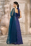 Rishi & Vibhuti x AZA_Blue Dotted Georgette Embroidered Mirror Polka Embellished Skirt Set _Online_at_Aza_Fashions