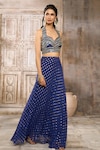 Buy_Rishi & Vibhuti x AZA_Blue Dotted Georgette Embroidered Mirror Polka Embellished Skirt Set _Online_at_Aza_Fashions