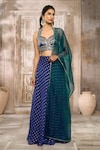 Shop_Rishi & Vibhuti x AZA_Blue Dotted Georgette Embroidered Mirror Polka Embellished Skirt Set _Online_at_Aza_Fashions