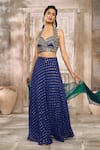 Rishi & Vibhuti x AZA_Blue Dotted Georgette Embroidered Mirror Polka Embellished Skirt Set _at_Aza_Fashions