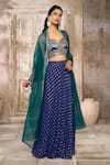 Buy_Rishi & Vibhuti x AZA_Blue Dotted Georgette Embroidered Mirror Polka Embellished Skirt Set 