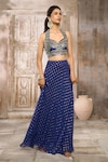 Rishi & Vibhuti x AZA_Blue Dotted Georgette Embroidered Mirror Polka Embellished Skirt Set _Online