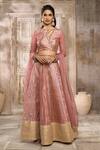 Buy_Rishi & Vibhuti x AZA_Pink Chanderi Embroidered Chevron Round Pattern Lehenga Set _at_Aza_Fashions