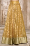 Buy_Rishi & Vibhuti x AZA_Yellow Chanderi Woven Mirror Plunged V Floral Pattern Lehenga Set _Online