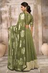 Rishi & Vibhuti x AZA_Green Dupion Woven Floral Plunged V Lehenga Set With Dupatta _Online_at_Aza_Fashions