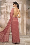 Rishi & Vibhuti x AZA_Pink Georgette Embroidered Shimmer Saree With Halter Neck Blouse _Online_at_Aza_Fashions