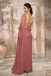 Shop_Rishi & Vibhuti x AZA_Pink Georgette Embroidered Shimmer Saree With Halter Neck Blouse 