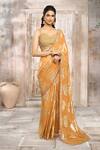 Buy_Rishi & Vibhuti x AZA_Yellow Georgette Flower Sweetheart Pattern Saree With Blouse _Online_at_Aza_Fashions