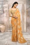 Shop_Rishi & Vibhuti x AZA_Yellow Georgette Flower Sweetheart Pattern Saree With Blouse _Online_at_Aza_Fashions