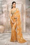 Buy_Rishi & Vibhuti x AZA_Yellow Georgette Flower Sweetheart Pattern Saree With Blouse 