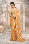 Shop_Rishi & Vibhuti x AZA_Yellow Georgette Flower Sweetheart Pattern Saree With Blouse 