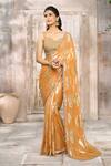 Rishi & Vibhuti x AZA_Yellow Georgette Flower Sweetheart Pattern Saree With Blouse _Online