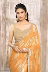 Buy_Rishi & Vibhuti x AZA_Yellow Georgette Flower Sweetheart Pattern Saree With Blouse _Online