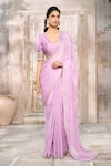 Buy_Rishi & Vibhuti x AZA_Purple Georgette Embroidered Striped Metallic Saree With Blouse _Online_at_Aza_Fashions