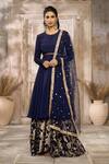 Buy_Rishi & Vibhuti x AZA_Blue Crepe Woven Sequin Round Floral Brocade Sharara Set _at_Aza_Fashions