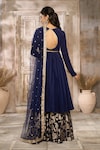 Rishi & Vibhuti x AZA_Blue Crepe Woven Sequin Round Floral Brocade Sharara Set _Online_at_Aza_Fashions