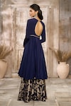 Rishi & Vibhuti x AZA_Blue Crepe Woven Sequin Round Floral Brocade Sharara Set _Online