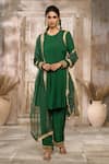 Buy_Rishi & Vibhuti x AZA_Green Crepe Embroidered Round Placed Anarkali Pant Set _at_Aza_Fashions