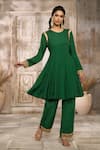 Buy_Rishi & Vibhuti x AZA_Green Crepe Embroidered Round Placed Anarkali Pant Set _Online_at_Aza_Fashions