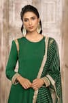 Shop_Rishi & Vibhuti x AZA_Green Crepe Embroidered Round Placed Anarkali Pant Set _at_Aza_Fashions