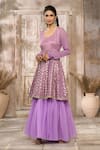 Buy_Rishi & Vibhuti x AZA_Purple Georgette Woven Floral U Neck Pattern Anarkali With Dupatta _Online_at_Aza_Fashions