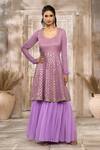 Shop_Rishi & Vibhuti x AZA_Purple Georgette Woven Floral U Neck Pattern Anarkali With Dupatta _Online_at_Aza_Fashions