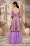 Rishi & Vibhuti x AZA_Purple Georgette Woven Floral U Neck Pattern Anarkali With Dupatta _at_Aza_Fashions