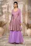 Buy_Rishi & Vibhuti x AZA_Purple Georgette Woven Floral U Neck Pattern Anarkali With Dupatta _Online