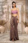 Shop_Rishi & Vibhuti x AZA_Purple Dupion Woven Polka Blouse Sweetheart Floral Sharara Cape Set 