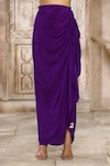 Buy_Rishi & Vibhuti x AZA_Purple Crepe Embroidered Tassel Plunged V Draped Skirt Set With Cape _Online