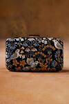 Shop_Anita Dongre_Black Zari Thread Pichhwai Floral Hand Painted Clutch_at_Aza_Fashions