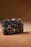 Buy_Anita Dongre_Black Zari Thread Pichhwai Floral Hand Painted Clutch_Online_at_Aza_Fashions