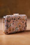 Anita Dongre_Pink Embroidery, Zari Pichhwai Botanical Hand Painted Clutch _Online_at_Aza_Fashions