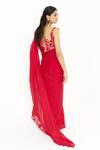 Shop_Issa Studio By Chetana & Swathi_Red Net, Organza Sequins, Caroline 3d Rafflesia Bloom Embroidered Saree Set _at_Aza_Fashions