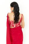 Buy_Issa Studio By Chetana & Swathi_Red Net, Organza Sequins, Caroline 3d Rafflesia Bloom Embroidered Saree Set _Online_at_Aza_Fashions