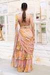 Shop_ISSA STUDIO BY CHETANA & SWATHI_Orange Chiffon Embellished Sequin Round Ivy Pre-drape Saree With Blouse_at_Aza_Fashions