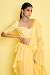 Buy_ISSA STUDIO BY CHETANA & SWATHI_Yellow Silk Embellished Cutdana Mary Pre-draped Ruffle Saree With Blouse_Online_at_Aza_Fashions