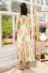 Shop_ISSA STUDIO BY CHETANA & SWATHI_Yellow Chiffon Floral Round Noah Tiered Midi Dress _at_Aza_Fashions