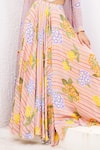 ISSA STUDIO BY CHETANA & SWATHI_Orange Crepe Embellished Floral Blouse Raha Pattern Lehenga Set With Cape_Online_at_Aza_Fashions