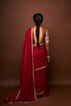 Shop_ISSA STUDIO BY CHETANA & SWATHI_Maroon Tissue Embroidered Pitta Leaf Varna Saree With Blouse _at_Aza_Fashions