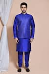 Buy_Arihant Rai Sinha_Blue Silk Embroidery, Sequins Budding Bloom Bundi Kurta Set _Online_at_Aza_Fashions