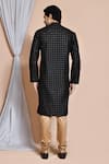 Shop_Arihant Rai Sinha_Black Silk, Chanderi Embroidery Checkered Kurta Set _at_Aza_Fashions