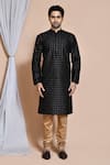 Buy_Arihant Rai Sinha_Black Silk, Chanderi Embroidery Checkered Kurta Set _Online_at_Aza_Fashions